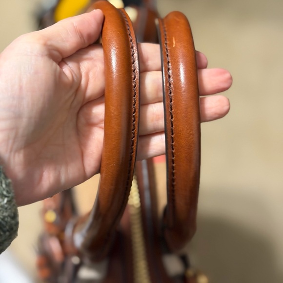 Burberry Gladstone 2 way Brown and Yellow nova check cloth and leather Satchel - Picture 12 of 14